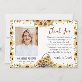 Sympathy Purple Sunflowers Photo Funeral  サンキューカード