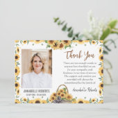 Sympathy Purple Sunflowers Photo Funeral  サンキューカード (スタンド正面)