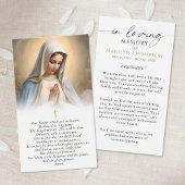 Sympathy Religious Virgin Mary Photo Prayer Card