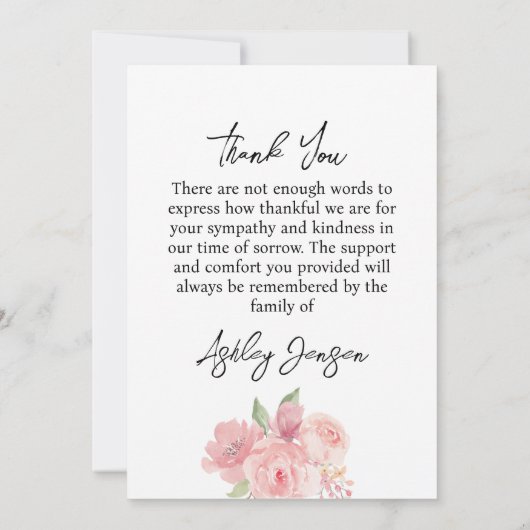 Sympathy Rose Photo Funeral Thank You Card サンキューカード (裏面)