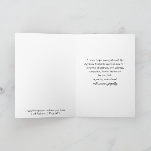 Sympathy Snowy Footprints In a Winter Forest  カード (内部)