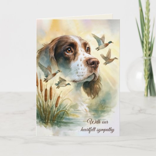 Sympathy Springer Spaniel Dog With Cattails カード (正面)