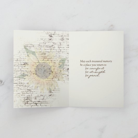 Sympathy Sunflower Bouquet On Brick カード (内部)