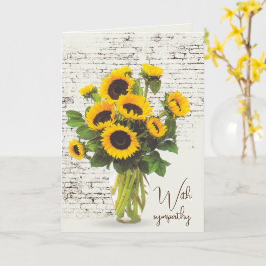Sympathy Sunflower Bouquet On Brick   カード (黄色い花)