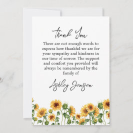 Sympathy Sunflower Funeral Thank You Card サンキューカード