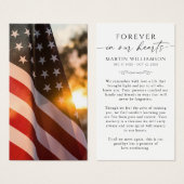Sympathy USA Flag Cross Funeral Prayer Card (正面&裏面)