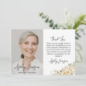 Sympathy White Rose Photo Funeral Thank You Card サンキューカード (スタンド正面)