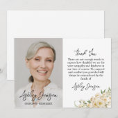 Sympathy White Rose Photo Funeral Thank You Card サンキューカード (正面/裏面)