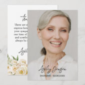 Sympathy White Rose Photo Funeral Thank You Card サンキューカード (正面/裏面)