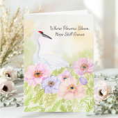 Sympathy Whooping Crane with Anemones  カード