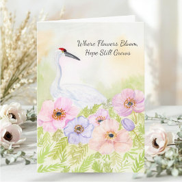 Sympathy Whooping Crane with Anemones  カード