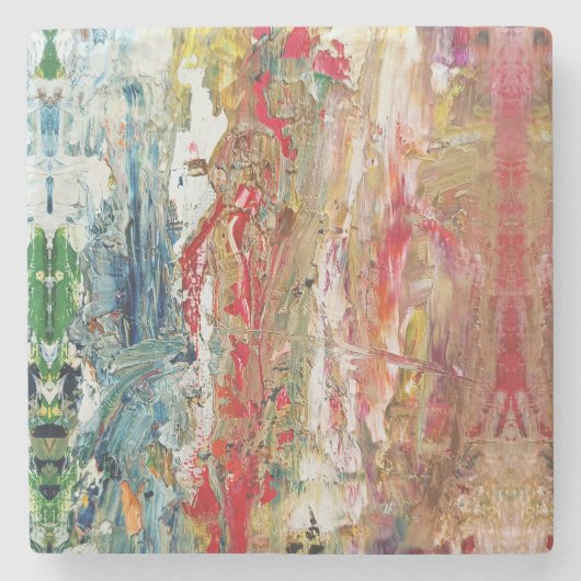 Symphony of Chaos -抽象芸術実在アーティストのパレット ストーンコースター (正面)