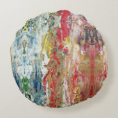 Symphony of Chaos -抽象芸術実在アーティストのパレット ラウンドクッション (裏面)
