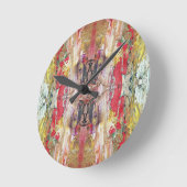 Symphony of Chaos -抽象芸術実在アーティストのパレット ラウンド壁時計 (傾斜)