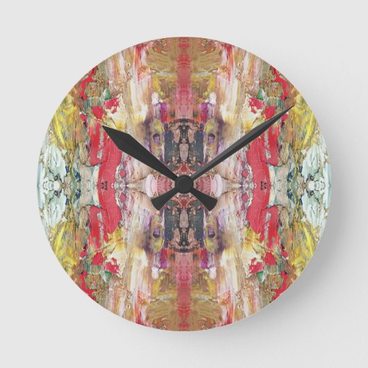 Symphony of Chaos -抽象芸術実在アーティストのパレット ラウンド壁時計 (正面)