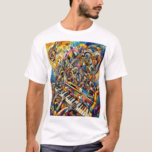 Symphony of Colors:抽象芸術ミュージカルアート Tシャツ (正面)
