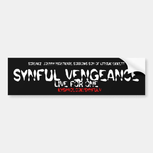 SYNFULの復讐のバンパーステッカー バンパーステッカー (正面)