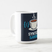 Syntax Saver Coffee & Code コーヒーマグカップ (正面左)