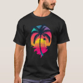 Synth Island Sunset Synthwave Aesthetic Palm Tree  Tシャツ (正面)