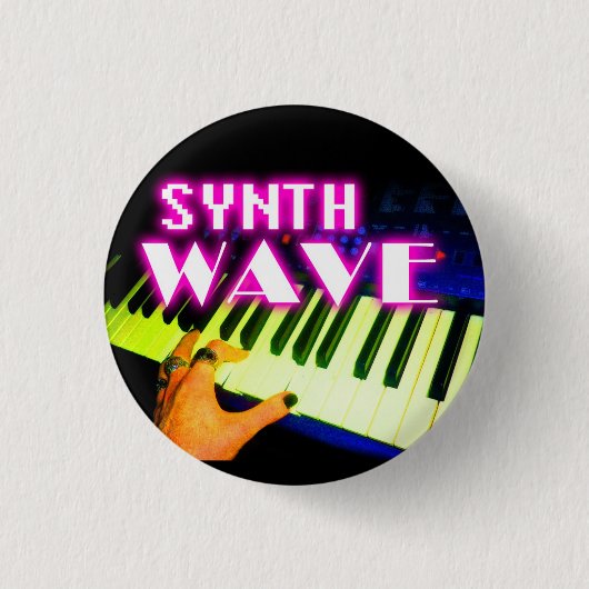 Synth Wave Button 缶バッジ (正面)