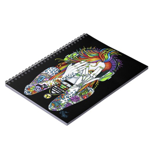 Synthea Psytranceのかいま見ブーイングの入れ墨のノート ノートブック (左側)