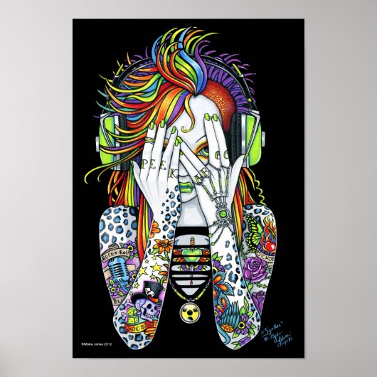 Synthea Psytrance Rainbow Peek A Boo Tattoo Poster ポスター (正面)