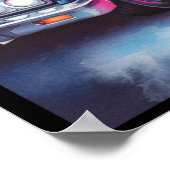 Synthwaveネオン警察の車のポスター ポスター (角)