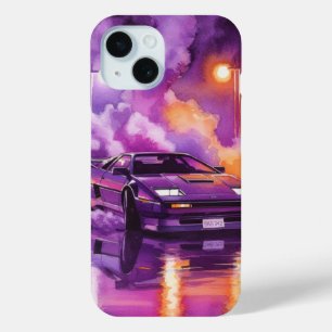 Synthwaveレトロ未来のハイパーカーの電話ケース iPhone 15ケース