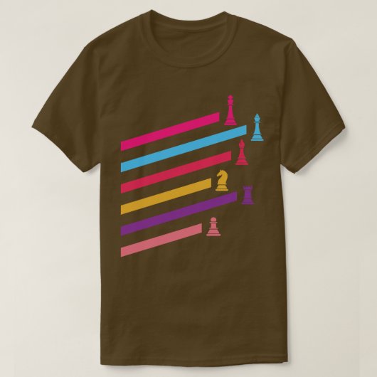 Synthwave 80sチェスの駒 tシャツ (デザイン正面)