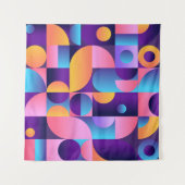 Synthwave Bauhaus Neonポスター#1濃い紫 – ピンク タペストリー (正面(横))