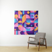 Synthwave Bauhaus Neonポスター#1濃い紫 – ピンク タペストリー (インサイチュ(横))