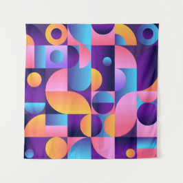 Synthwave Bauhaus Neonポスター#1濃い紫 – ピンク タペストリー