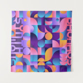 Synthwave Bauhaus Neonポスター#2濃い紫 – ピンク タペストリー (正面(横))