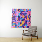 Synthwave Bauhaus Neonポスター#2濃い紫 – ピンク タペストリー (インサイチュ(横))