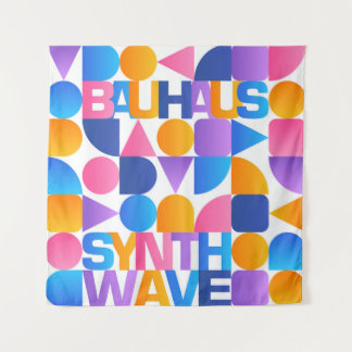 Synthwave Bauhaus Rainbowポスター#1 (pink-blue-yel タペストリー