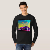 Synthwave car outrun retrowave futuresynth sci fi tシャツ (正面フル)