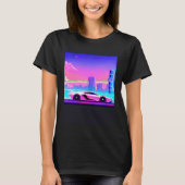 Synthwave car outrun retrowave futuresynth sci fi  tシャツ (正面)
