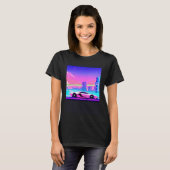 Synthwave car outrun retrowave futuresynth sci fi  tシャツ (正面フル)