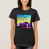 Synthwave car outrun retrowave futuresynth sci fi  tシャツ (正面)