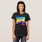 Synthwave car outrun retrowave futuresynth sci fi  tシャツ (正面フル)