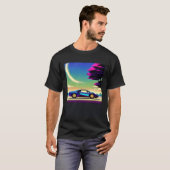 Synthwave car outrun retrowave futuresynth sci fi tシャツ (正面フル)