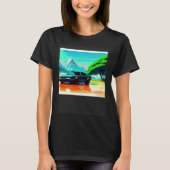 Synthwave car outrun retrowave futuresynth sci fi tシャツ (正面)