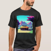 Synthwave car outrun retrowave futuresynth sci fi tシャツ (正面)