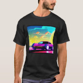Synthwave car outrun retrowave futuresynth sci fi  tシャツ (正面)
