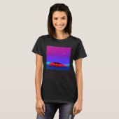 Synthwave car outrun retrowave futuresynth sci fi  tシャツ (正面フル)