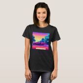 Synthwave car outrun retrowave futuresynth sci fi  tシャツ (正面フル)