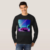 Synthwave car outrun retrowave futuresynth sci fi  tシャツ (正面フル)