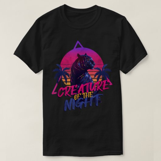 Synthwave Creature Of The Night Vaporwave Retrowav Tシャツ (デザイン正面)