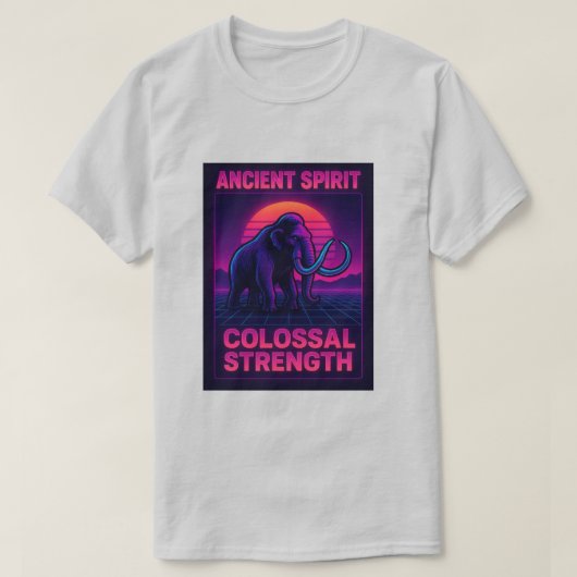 「Synthwave Mammoth Tシャツ | 古代の精神の損失 (デザイン正面)
