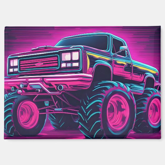 Synthwave Monster Truck マグネット (正面)